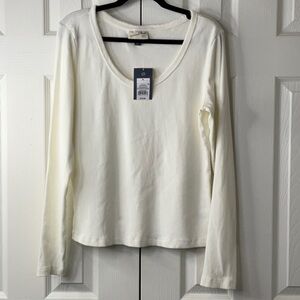 Universal Thread White Ribbed Long Sleeve Top Size XL